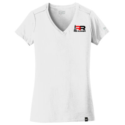 Ladies New Era V-Neck - embroidered - White Thumbnail